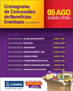 Prefeitura de Alagoinhas divulga novo cronograma de entrega das cestas básicas na Rede Municipal de Ensino