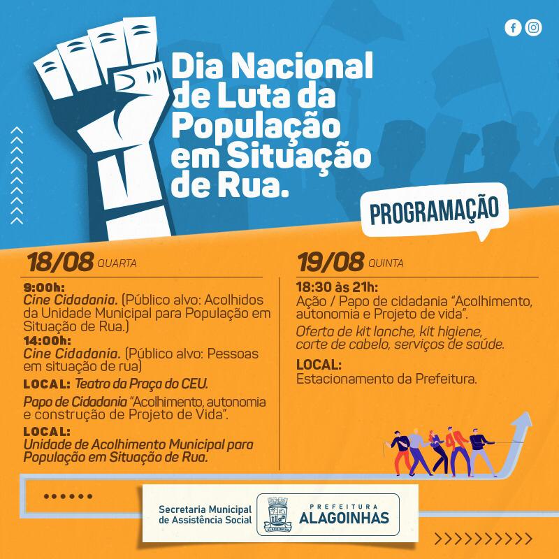 Prefeitura de Alagoinhas realiza programação especial em alusão ao Dia Nacional de Luta da População em Situação de Rua