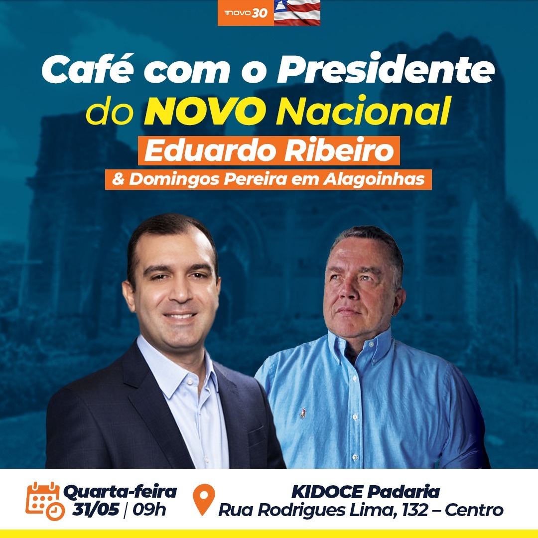 Domingos Pereira organiza café com presidente nacional do NOVO.