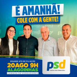 Ato de filiação de Gustavo Carmo ao PSD acontece amanhã às 9 horas na Câmara de Vereadores.